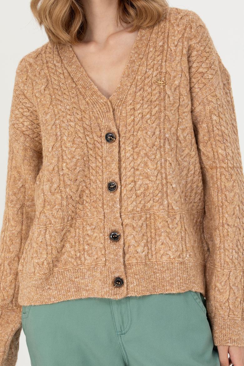 Kadın Kum Melanj Triko Hırka - 50269497014