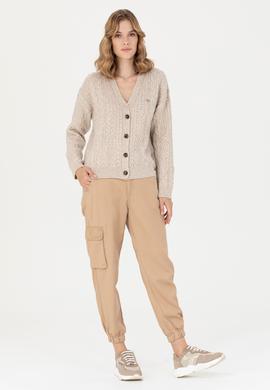 Kadın Krem Melanj Triko Hırka - 50269497022