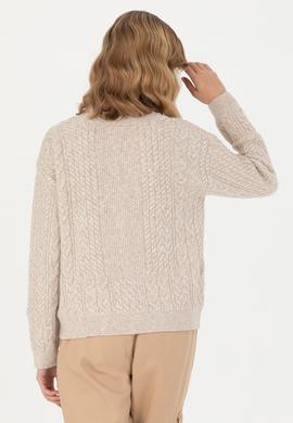 Kadın Krem Melanj Triko Hırka - 50269497022