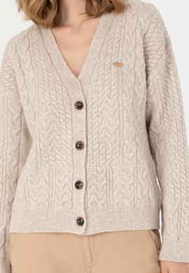 Kadın Krem Melanj Triko Hırka - 50269497022