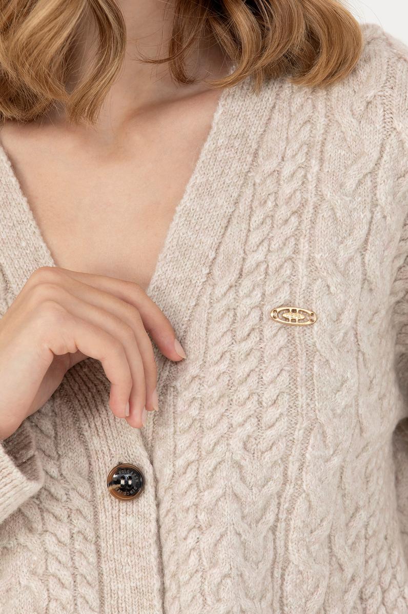 Kadın Krem Melanj Triko Hırka