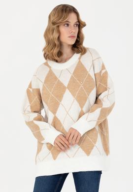 Kadın Krem Bisiklet Yaka Kazak - 50270431017