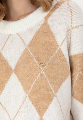 Kadın Krem Bisiklet Yaka Kazak - 50270431017