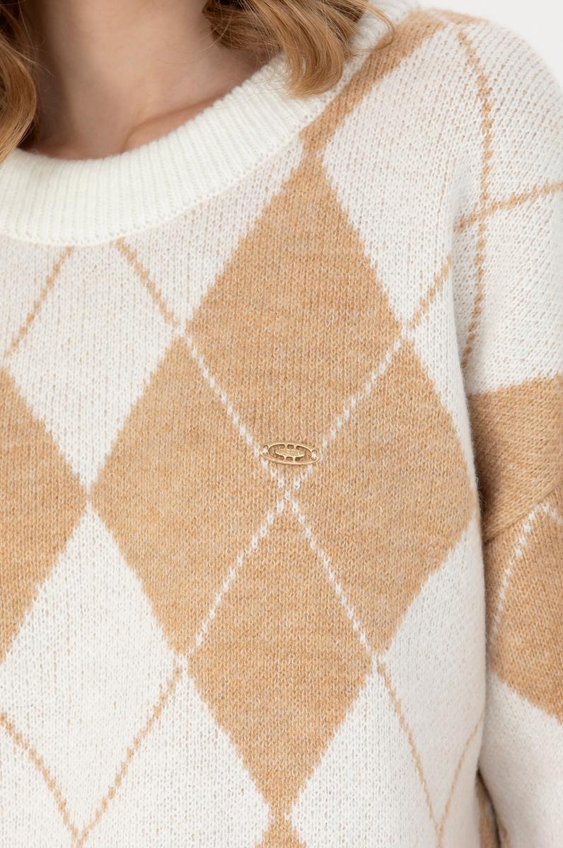 Kadın Krem Bisiklet Yaka Kazak