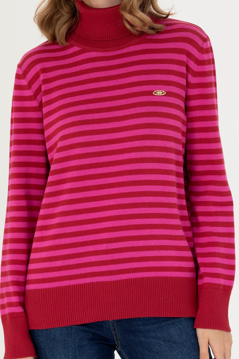 Kadın Kırmızı Balıkçı Yaka Kazak - 50270440011