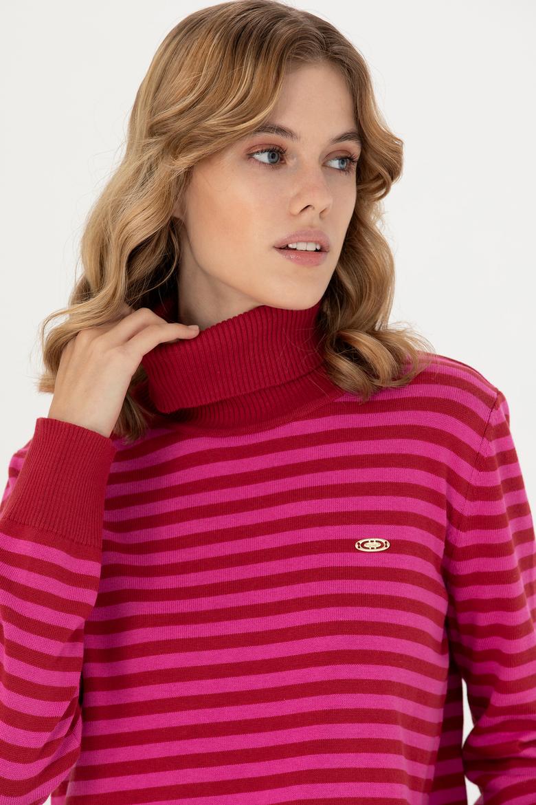 Kadın Kırmızı Balıkçı Yaka Kazak - 50270440011