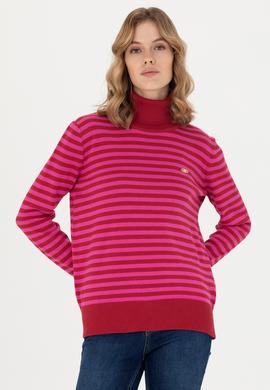 Kadın Kırmızı Balıkçı Yaka Kazak - 50270440011