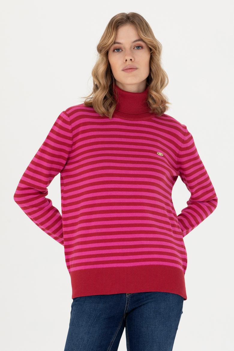 Kadın Kırmızı Balıkçı Yaka Kazak - 50270440011