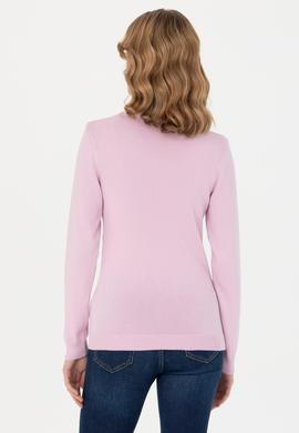 Kadın Manolya V Yaka Basic Kazak - 50276570034