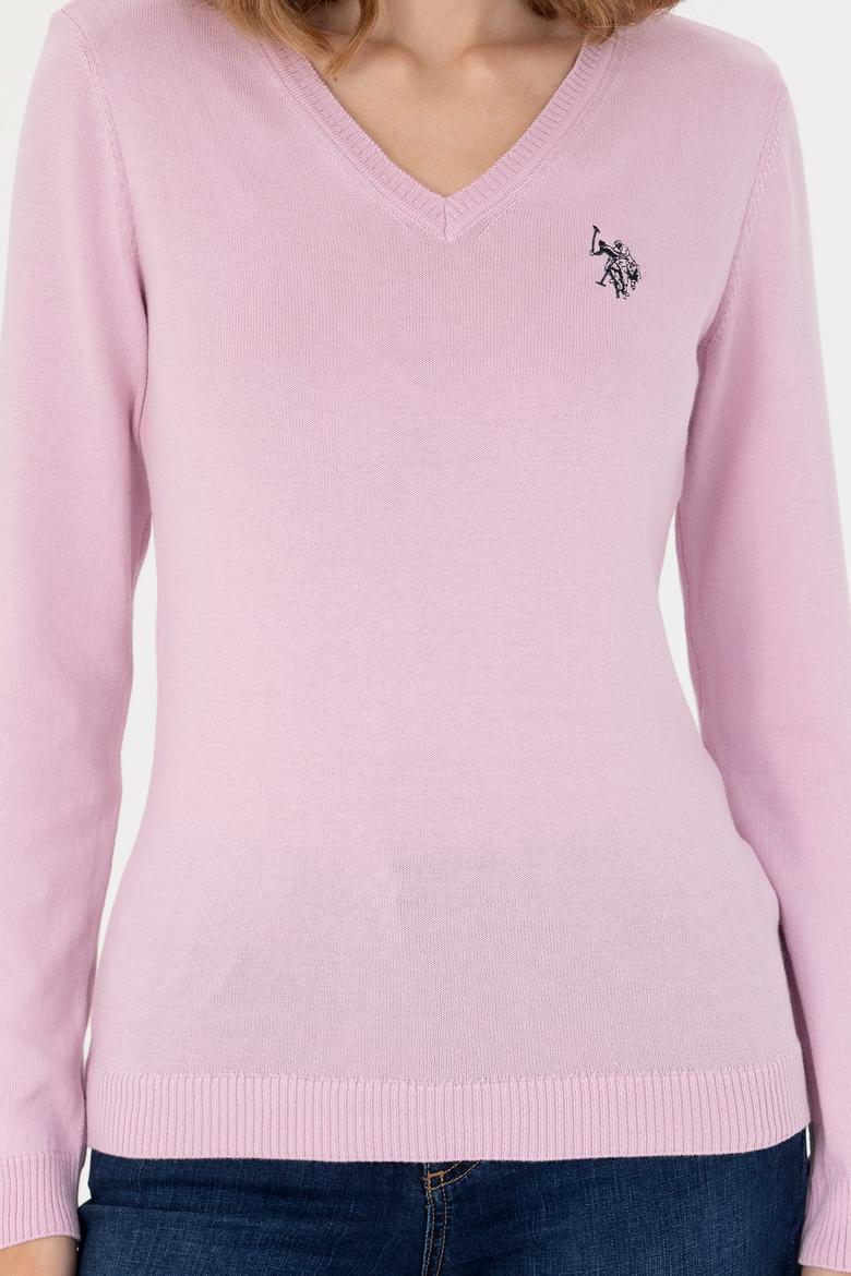 Kadın Manolya V Yaka Basic Kazak - 50276570034