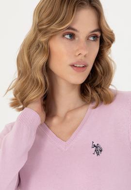 Kadın Manolya V Yaka Basic Kazak - 50276570034