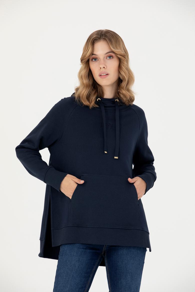 Kadın Lacivert Kapüşonlu Sweatshirt - 50276576016