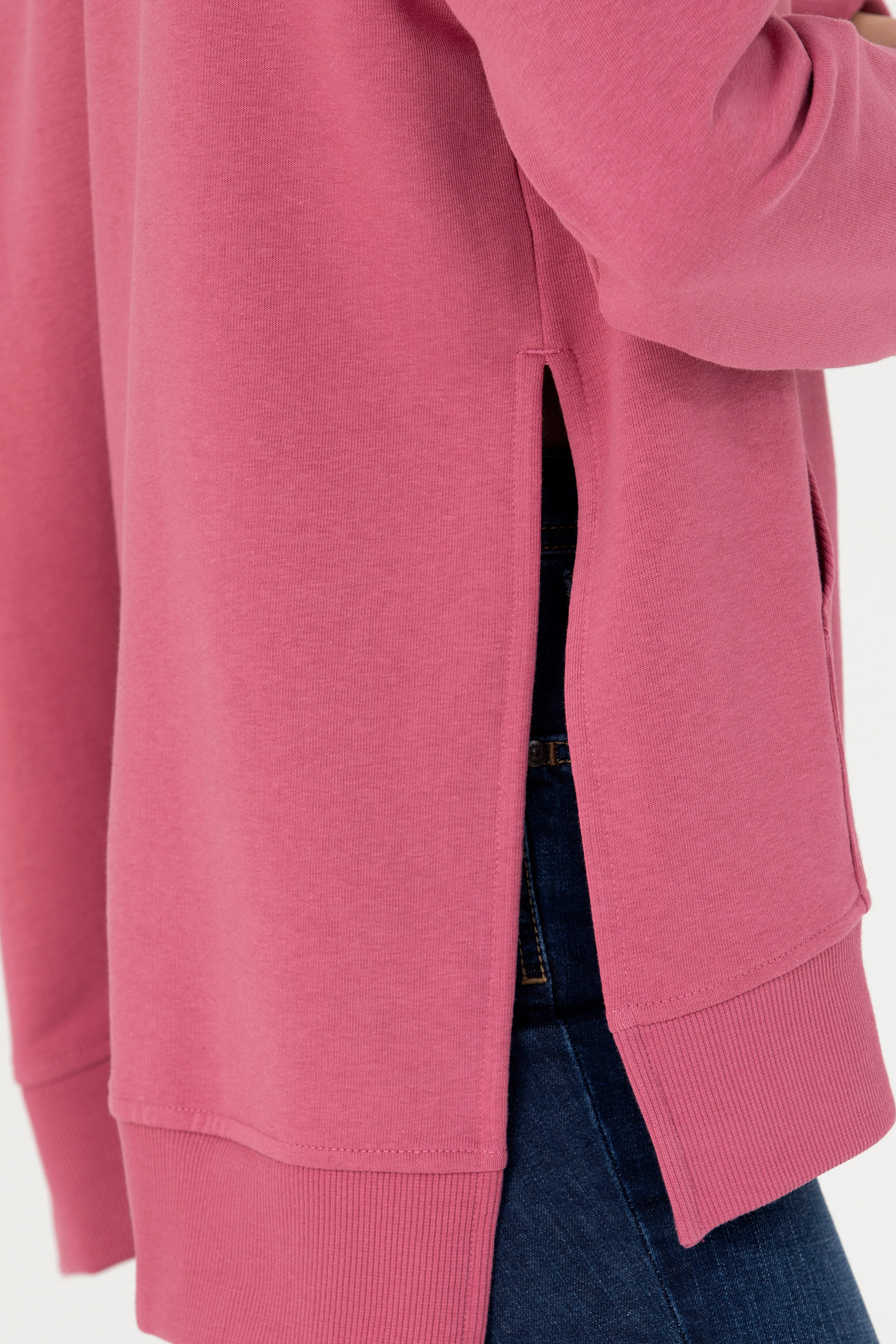 Kadın Pembe Kapüşonlu Sweatshirt - Image 7