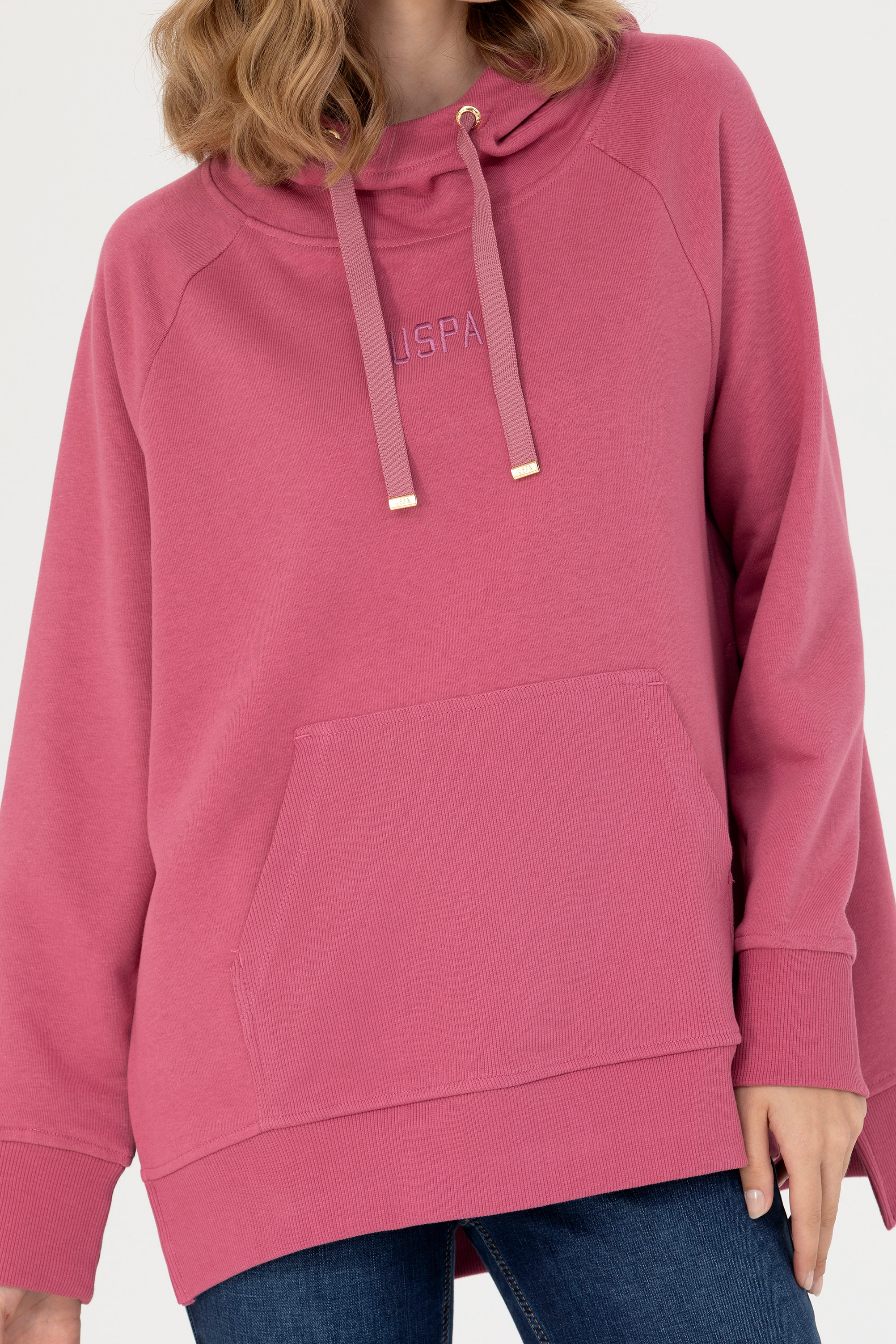 Kadın Pembe Kapüşonlu Sweatshirt