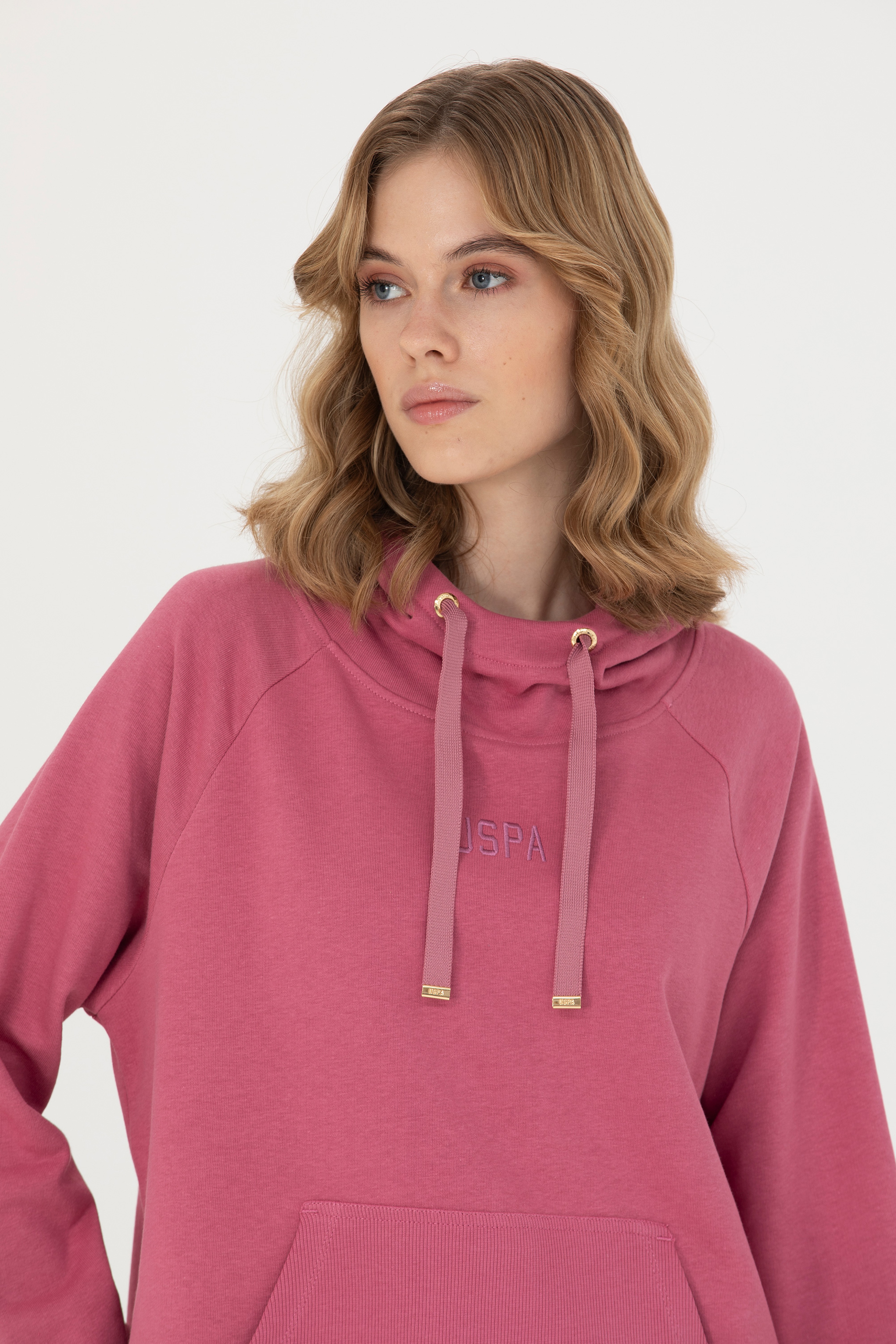 Kadın Pembe Kapüşonlu Sweatshirt