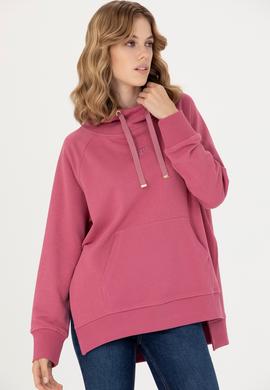 Kadın Pembe Kapüşonlu Sweatshirt - 50276576023