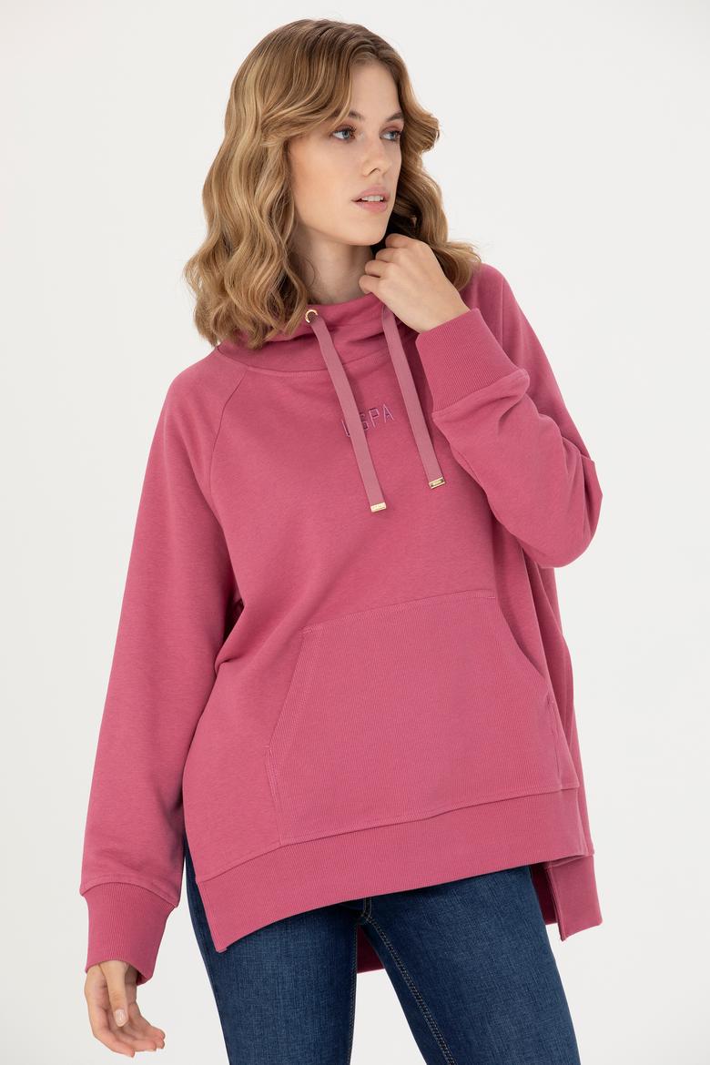 Kadın Pembe Kapüşonlu Sweatshirt - 50276576023