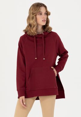 Kadın Bordo Kapüşonlu Sweatshirt - 50276576053