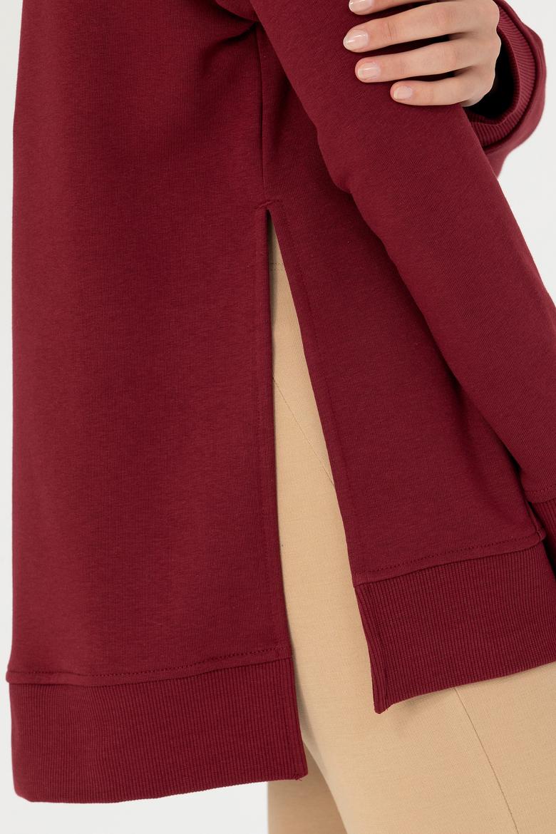 Kadın Bordo Kapüşonlu Sweatshirt - 50276576053