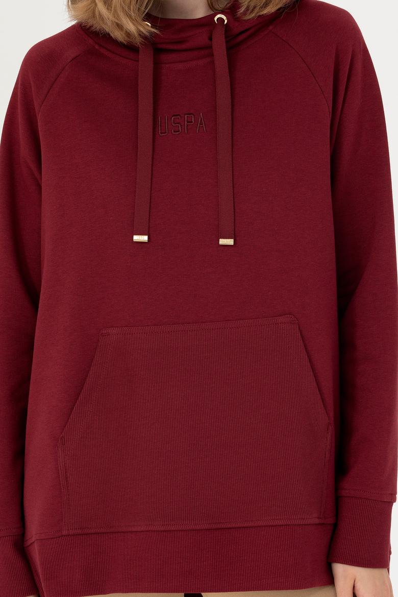 Kadın Bordo Kapüşonlu Sweatshirt - 50276576053