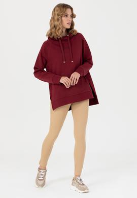 Kadın Bordo Kapüşonlu Sweatshirt - 50276576053