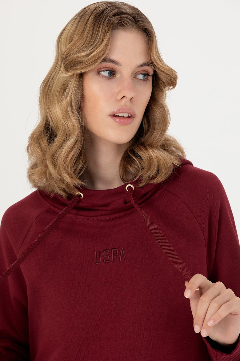 Kadın Bordo Kapüşonlu Sweatshirt - 50276576053