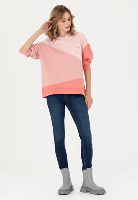 Kadın Somon Kapüşonlu Sweatshirt - 50276582016