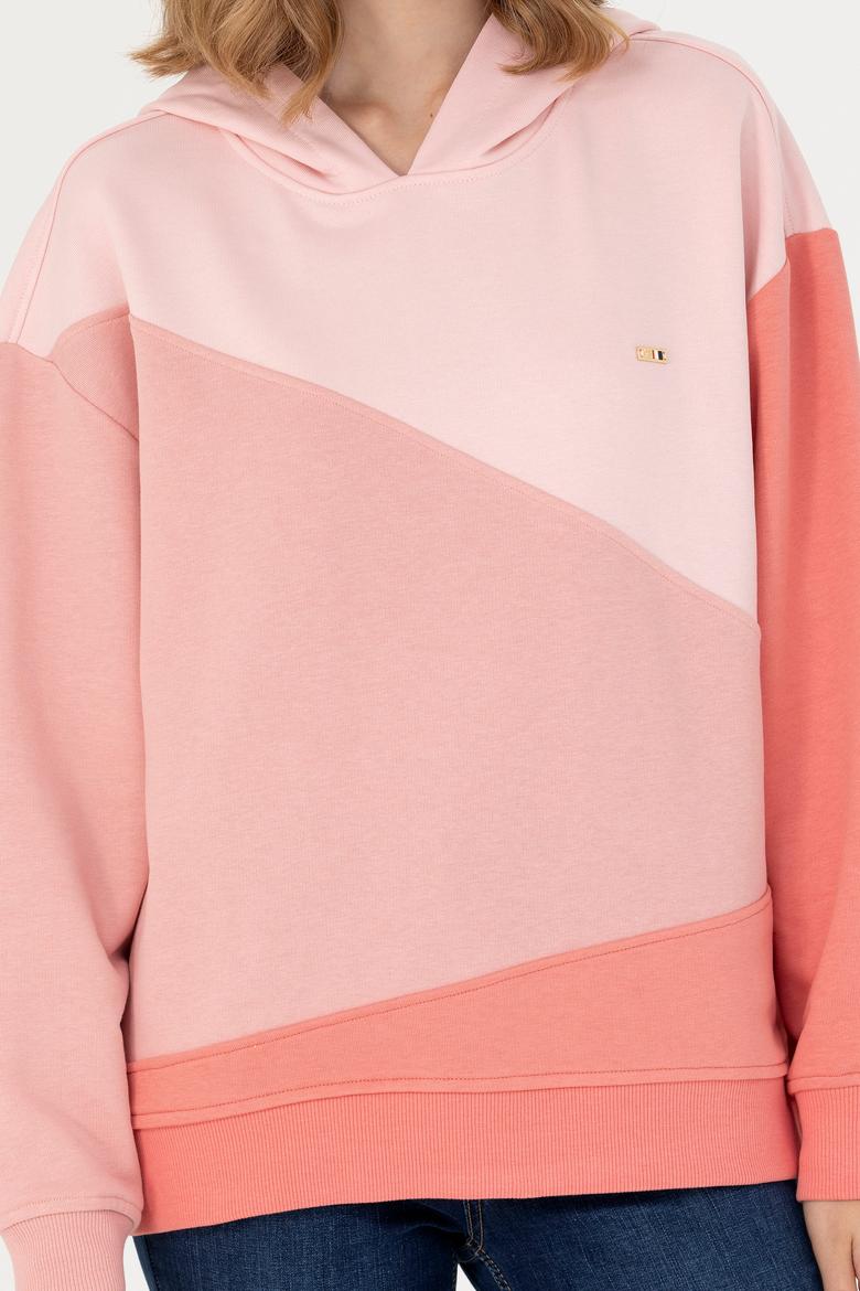 Kadın Somon Kapüşonlu Sweatshirt - 50276582016