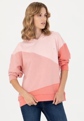 Kadın Somon Kapüşonlu Sweatshirt - 50276582016