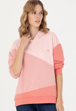 Kadın Somon Kapüşonlu Sweatshirt - 50276582016