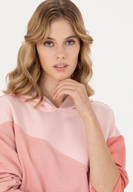 Kadın Somon Kapüşonlu Sweatshirt - 50276582016