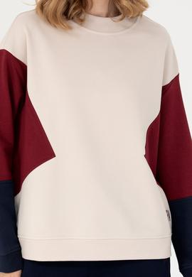 Kadın Krem Bisiklet Yaka Sweatshirt - 50277457004