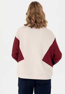 Kadın Krem Bisiklet Yaka Sweatshirt - 50277457004