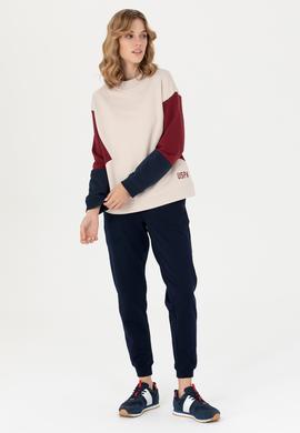 Kadın Krem Bisiklet Yaka Sweatshirt - 50277457004