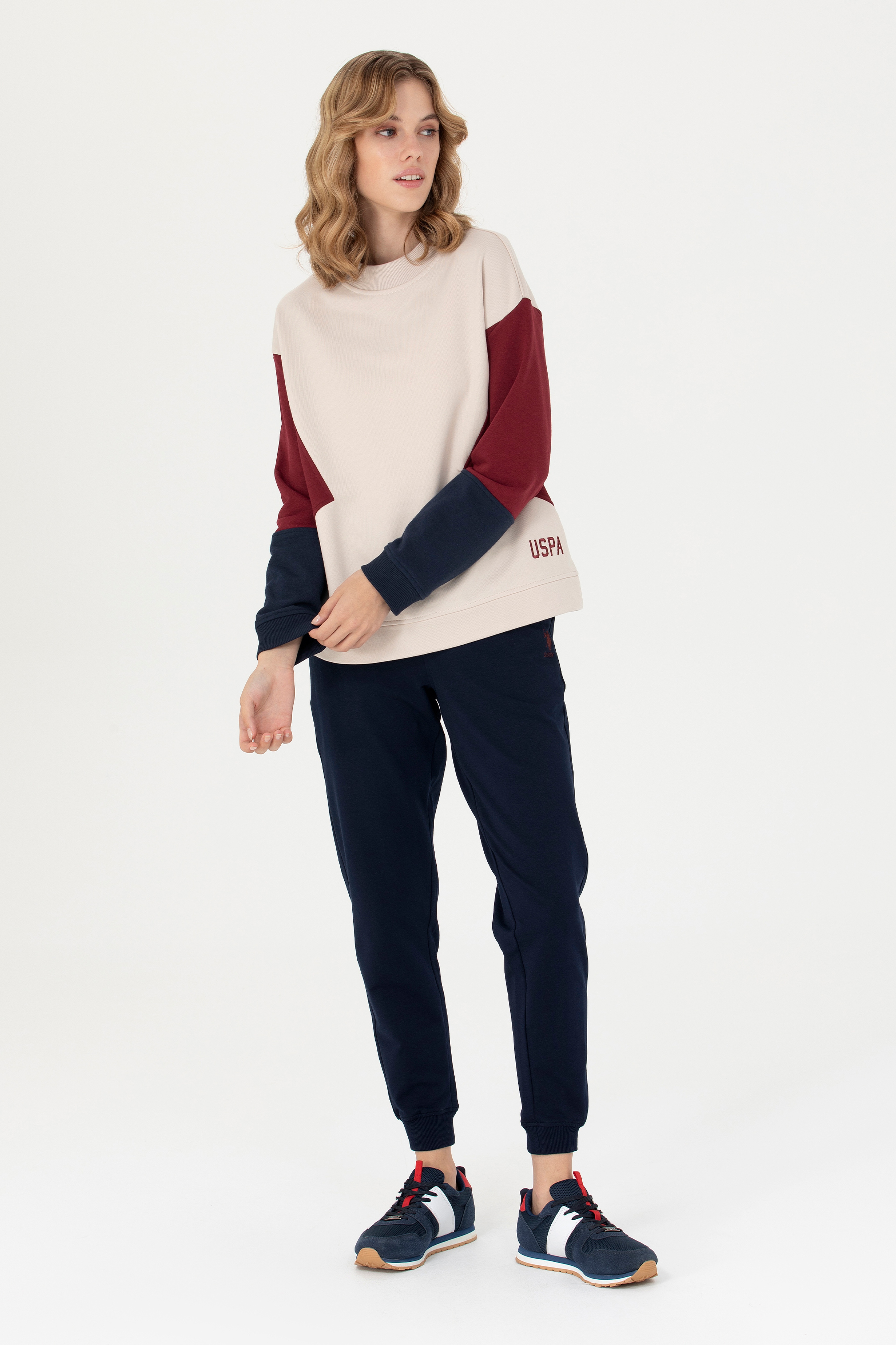 Kadın Krem Bisiklet Yaka Sweatshirt - Image 5