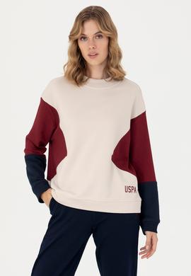 Kadın Krem Bisiklet Yaka Sweatshirt - 50277457004