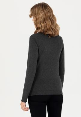 Kadın Antrasit V Yaka Basic Kazak - 50276570008