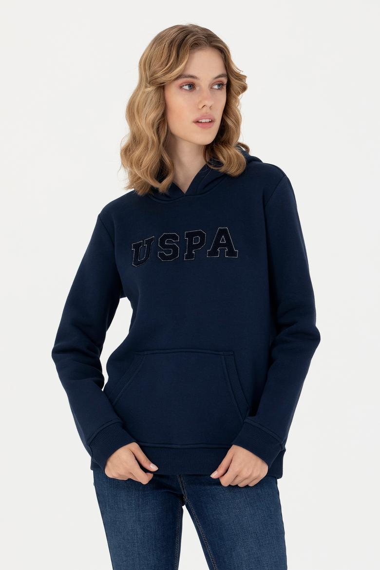 Kadın Lacivert Kapüşonlu Basic Sweatshirt