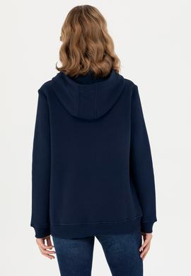 Kadın Lacivert Kapüşonlu Basic Sweatshirt - 50276022004