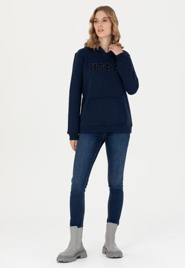 Kadın Lacivert Kapüşonlu Basic Sweatshirt - 50276022004