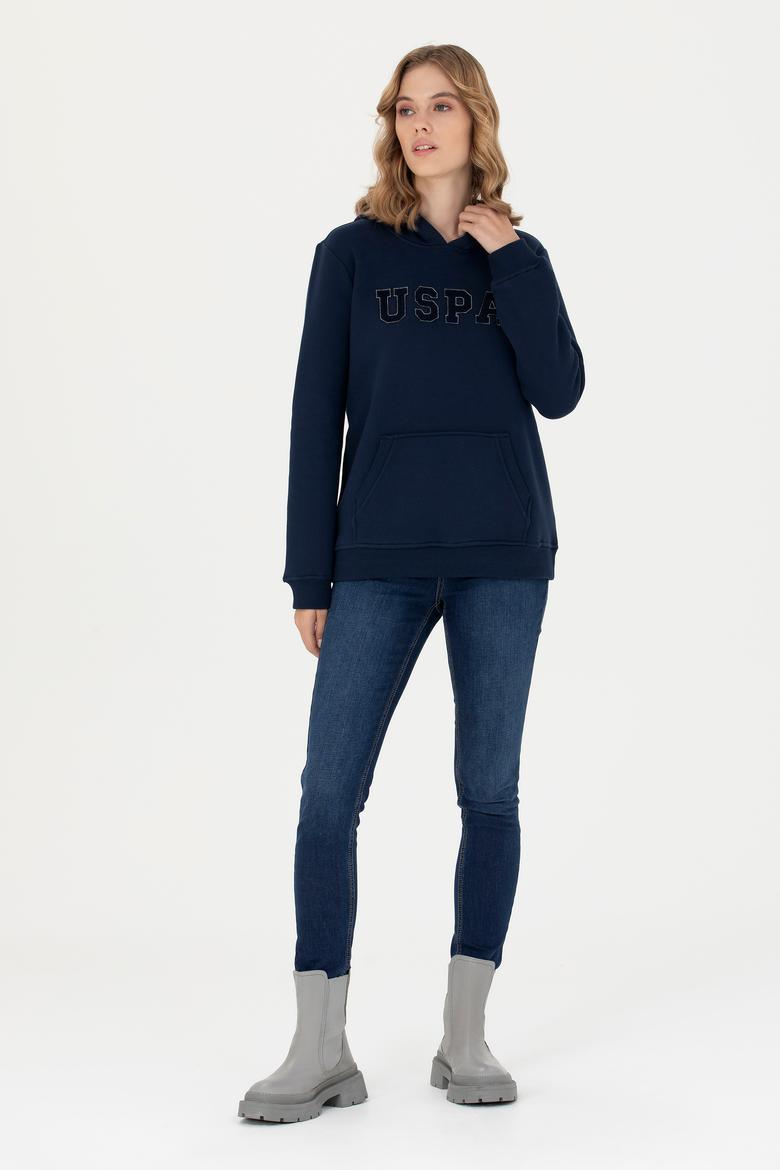 Kadın Lacivert Kapüşonlu Basic Sweatshirt - 50276022004