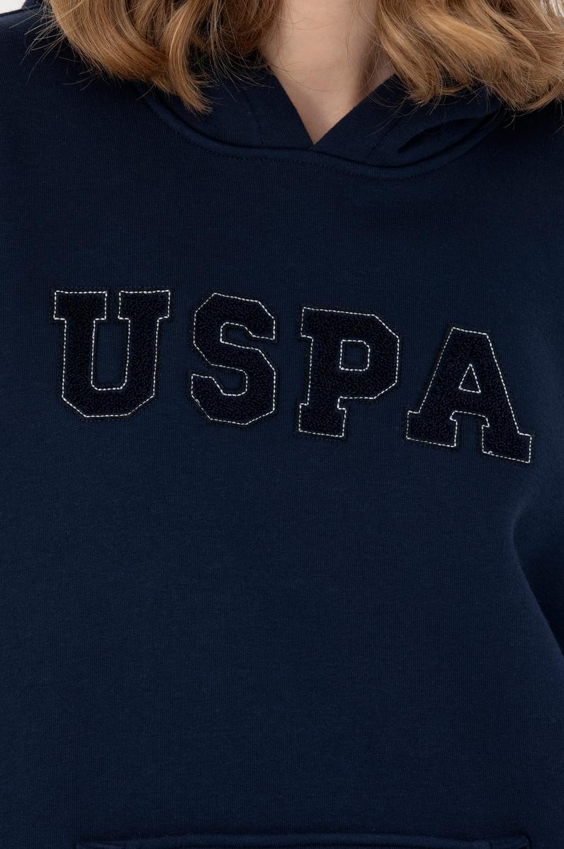 Kadın Lacivert Kapüşonlu Basic Sweatshirt