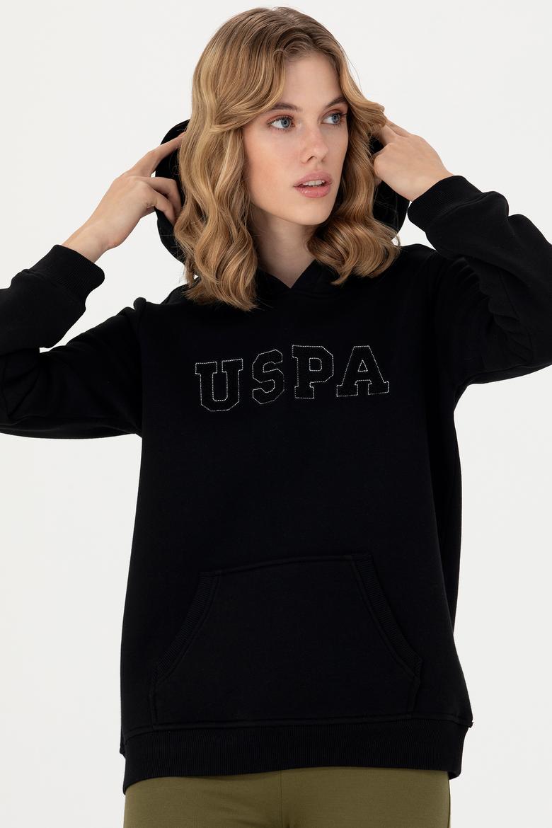 Kadın Siyah Kapüşonlu Basic Sweatshirt