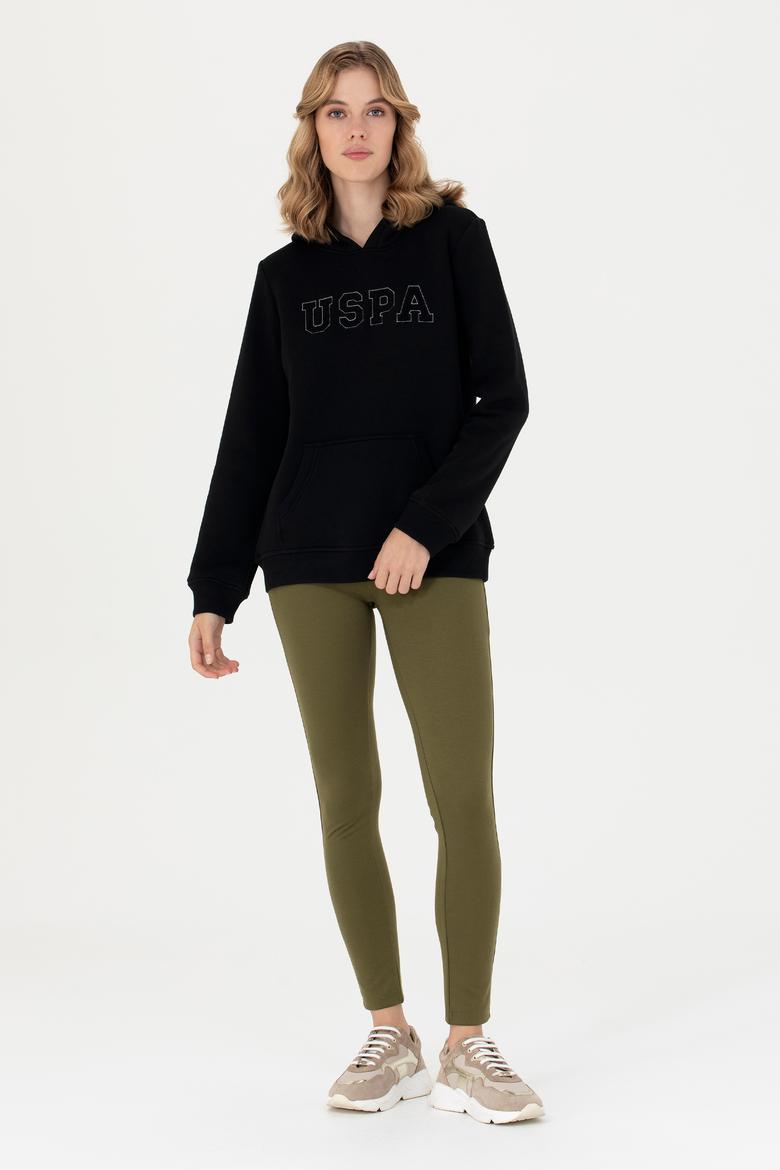 Kadın Siyah Kapüşonlu Basic Sweatshirt - 50276022015