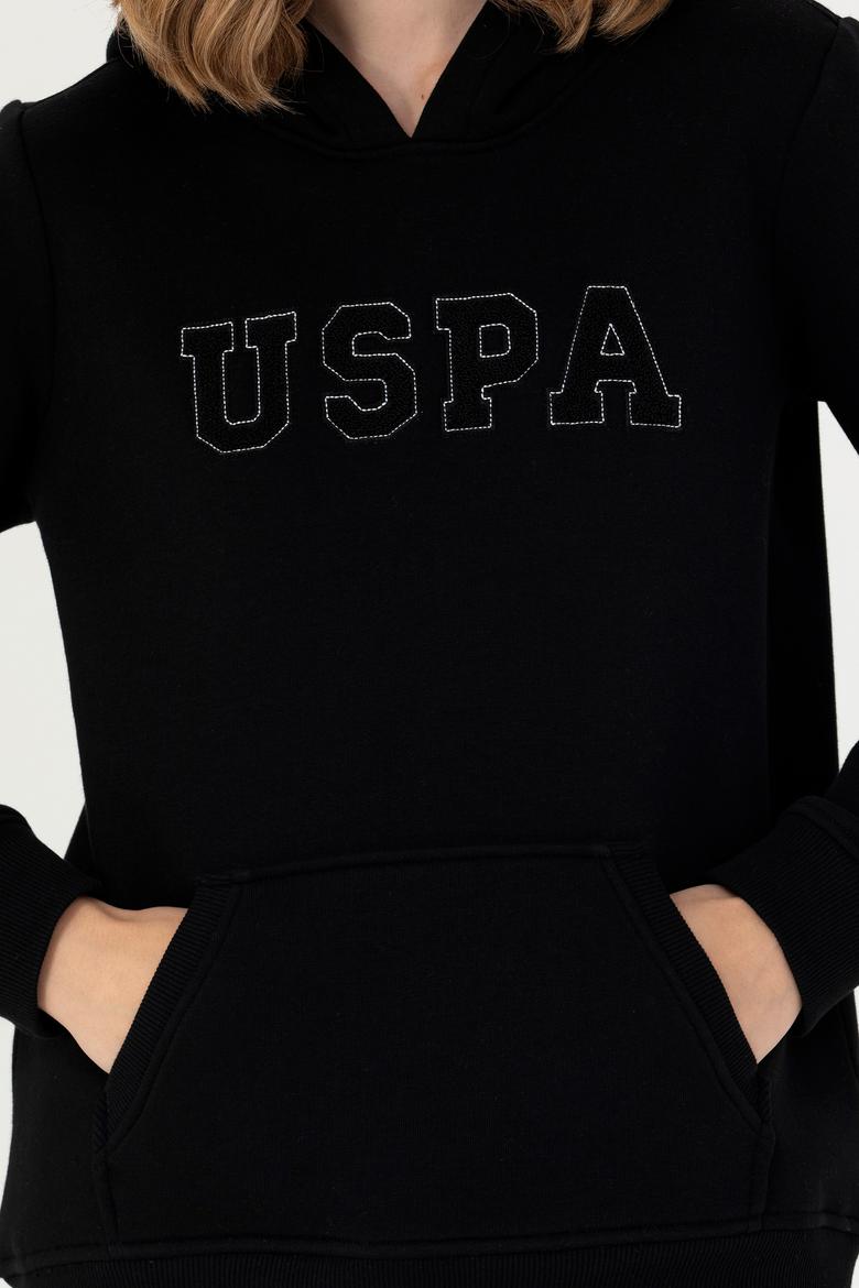 Kadın Siyah Kapüşonlu Basic Sweatshirt - 50276022015