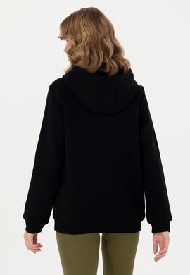 Kadın Siyah Kapüşonlu Basic Sweatshirt - 50276022015