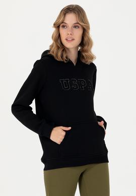 Kadın Siyah Kapüşonlu Basic Sweatshirt - 50276022015