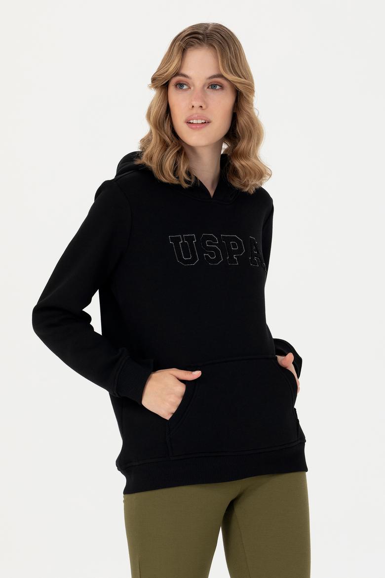 Kadın Siyah Kapüşonlu Basic Sweatshirt - 50276022015