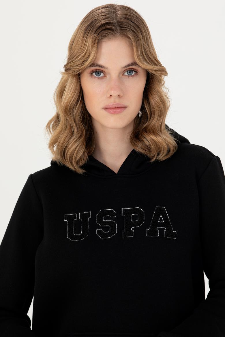 Kadın Siyah Kapüşonlu Basic Sweatshirt - 50276022015