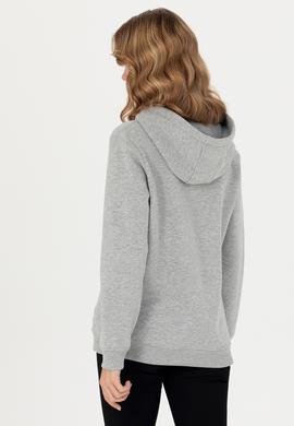 Kadın Gri Melanj Kapüşonlu Basic Sweatshirt - 50276022023